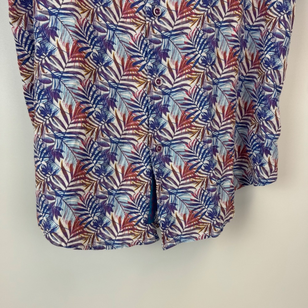 Robert Graham Teigen Mens Medium Multi Tropical Palm Linen Shirt NWT - Picture 7 of 16